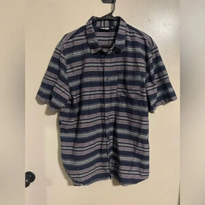 Vans blue 100% cotton striped button down with pocket size XL